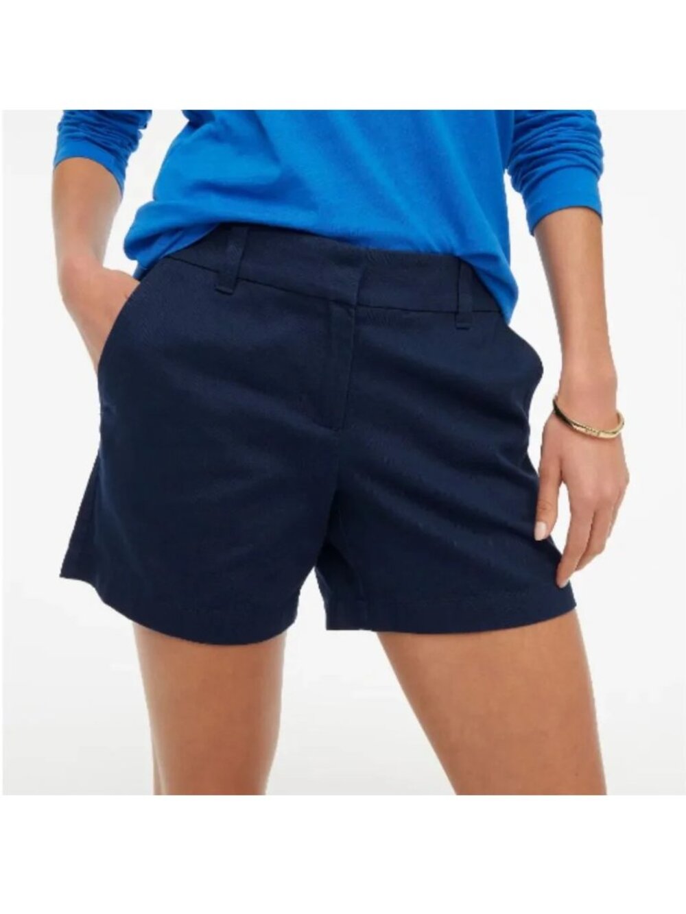 NWT J.Crew Size 12 5-Inch Classic Stretch Chino Shorts Navy Blue Preppy Flat Fro